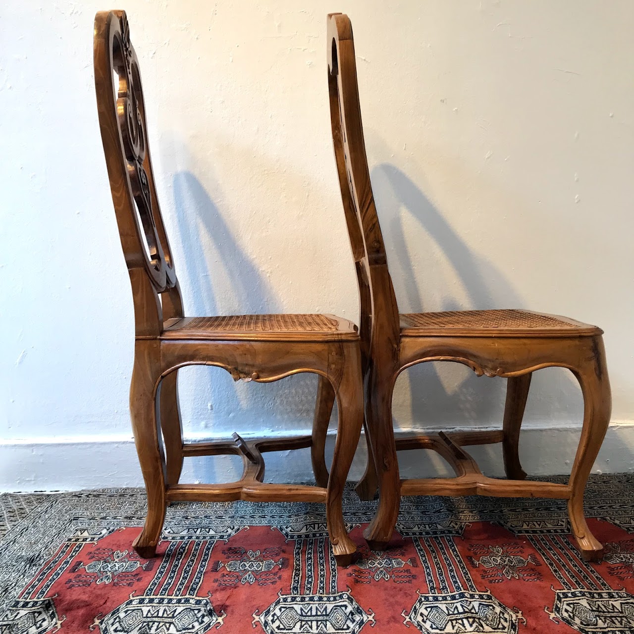 Italian Walnut  Side Chair Pair