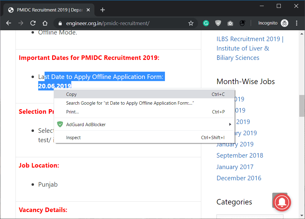 Una vez que la extensión esté activa, podrá copiar contenido del sitio web protegido contra copia