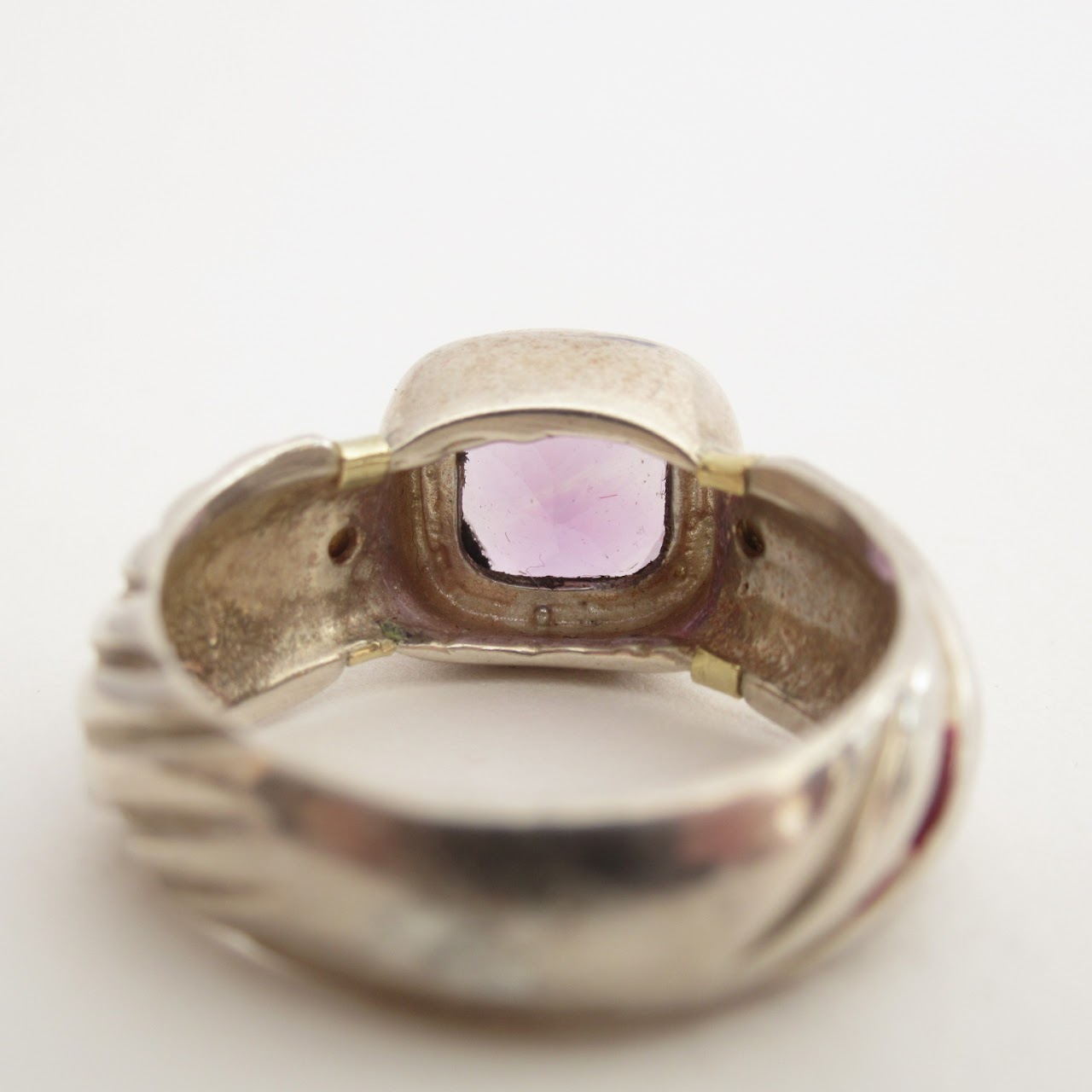 Sterling Silver and 18K Gold & Amethyst Ring