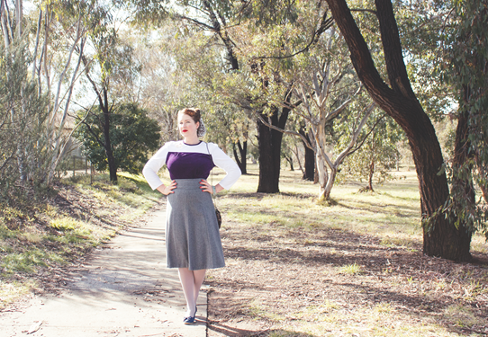 Color blocking fun - white, aubergine, grey and blue | Lavender & Twill