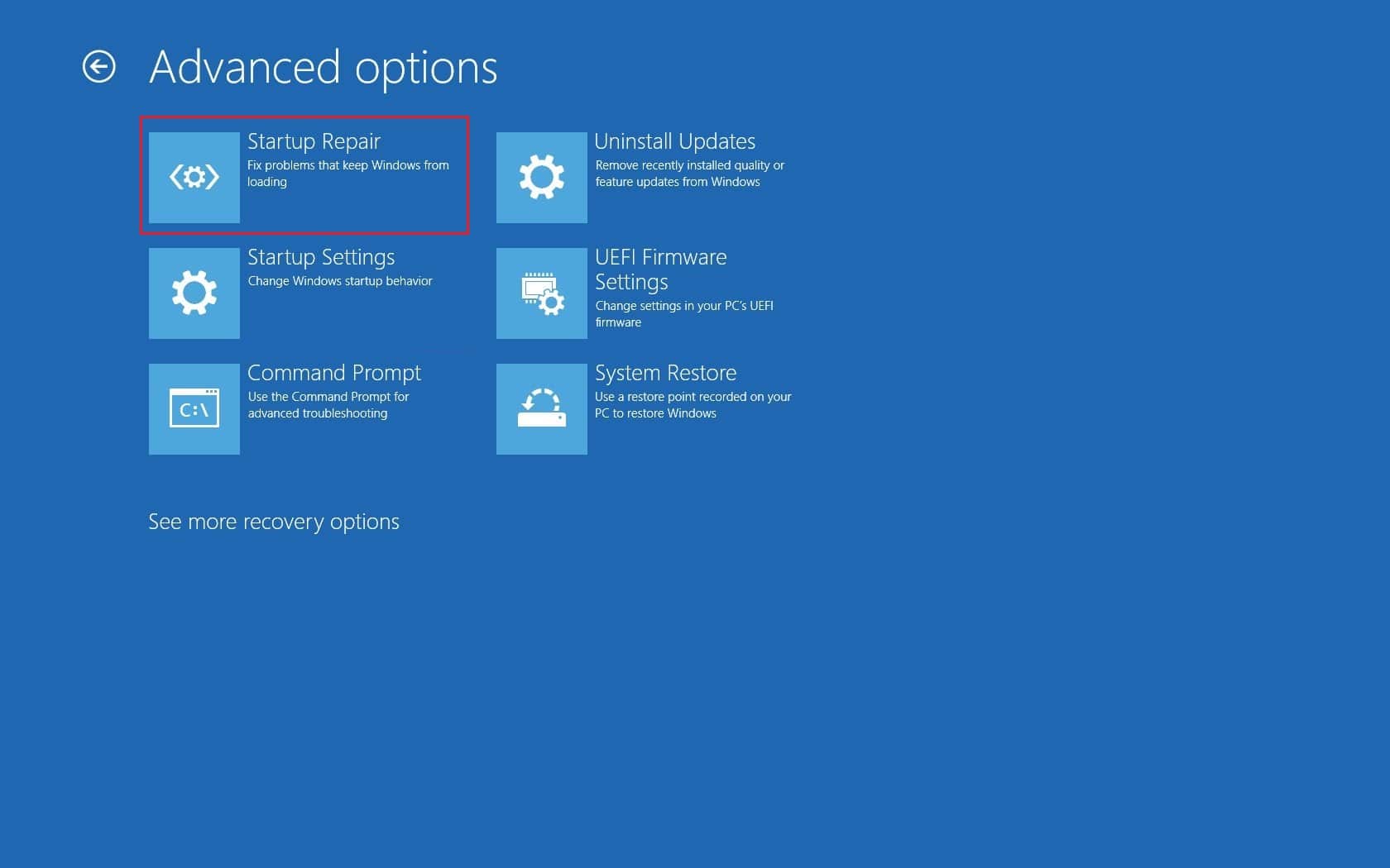 Opstartherstel optie.  Hoe de WDF_VIOLATION-fout in Windows 10 op te lossen?