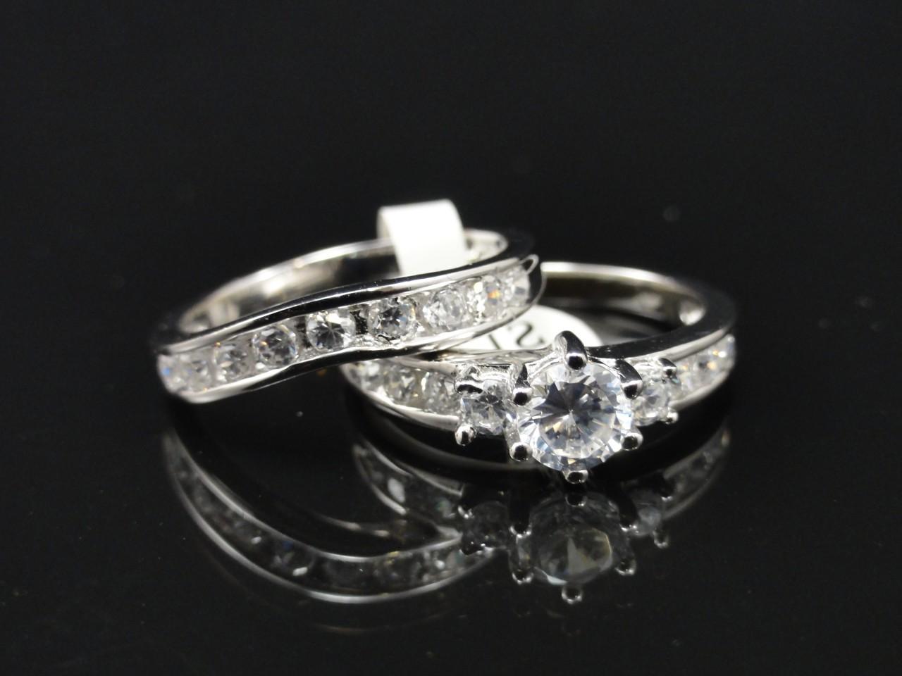2 Ct Brilliant Cut Engagement wedding Ring Set, Size 9