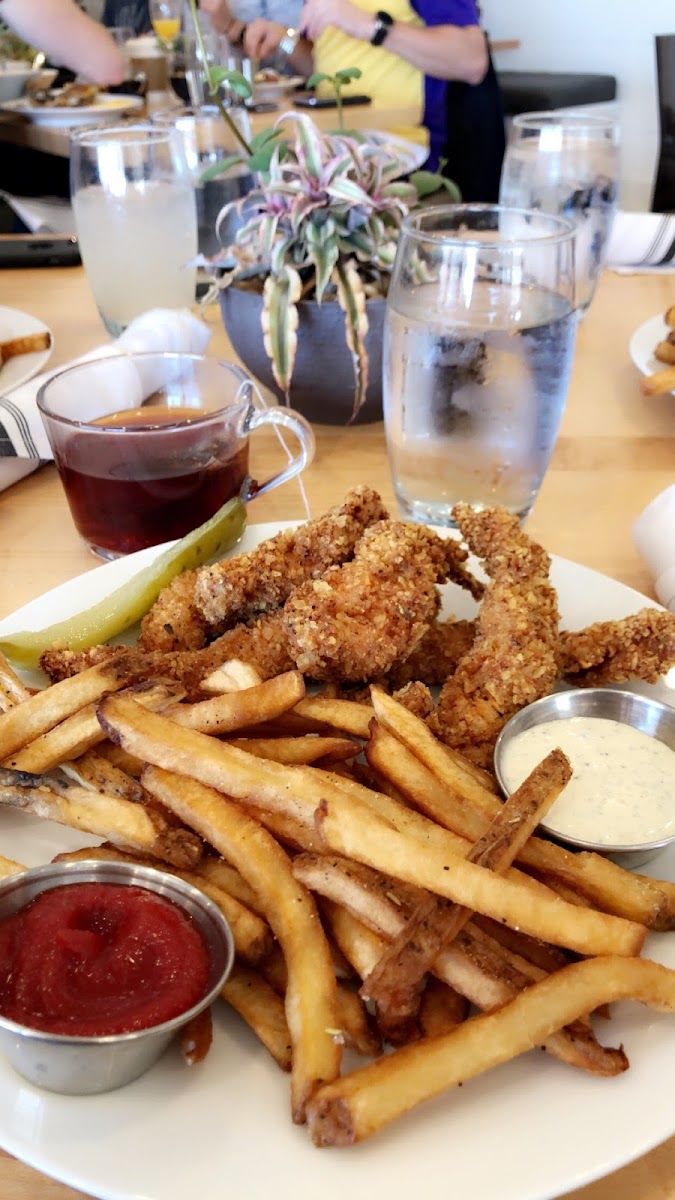 Chicken strip meal with rosemary fries (ketchup and ranch on the side)