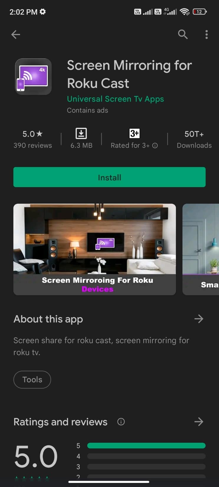 Screen Mirroring per Roku Cast