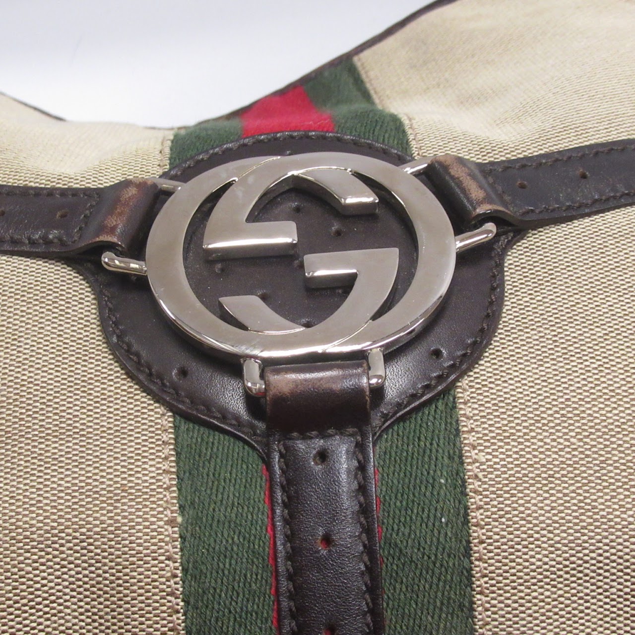 Gucci Vintage Reins Canvas Hobo Shoulder Bag
