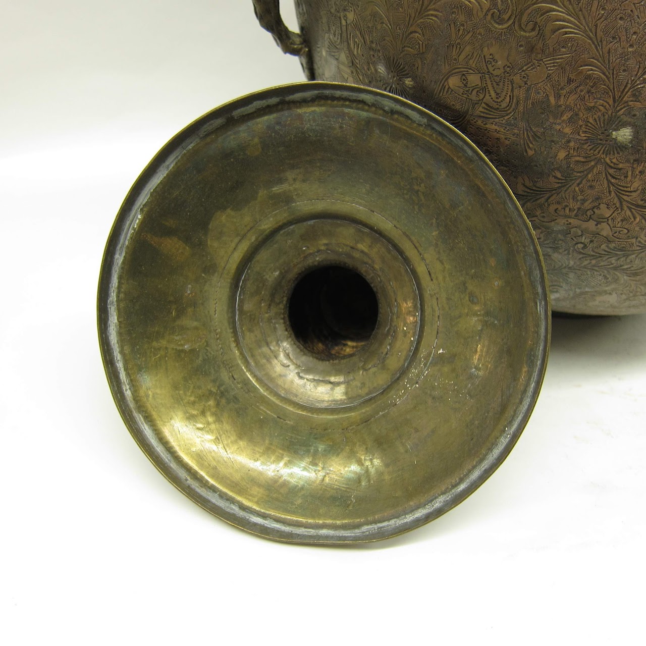 Brass Engraved, Lidded Urn