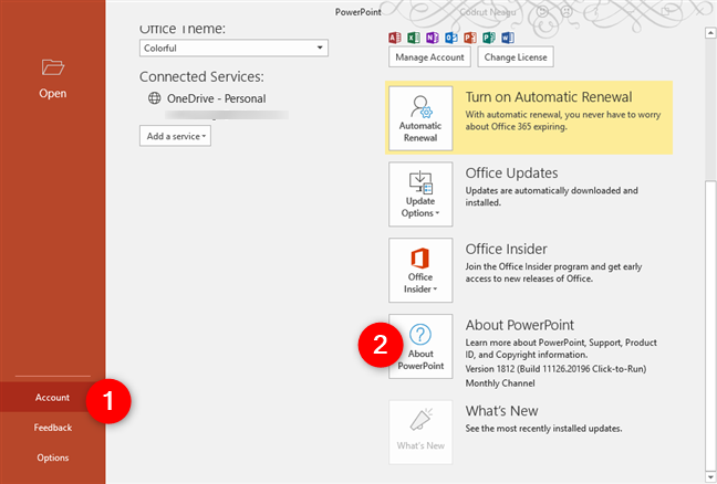 Microsoft Office 365의 PowerPoint 정보