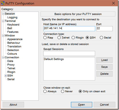 putty-client-for-linux-vm