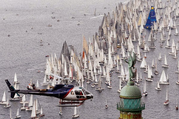 Sailing boats gather at the start of the Barcolana regatta in front of Trieste harbour October 13, 2013. 