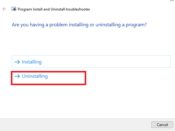 Selecteer hier Installatie ongedaan maken in de prompt.  Hoe Chromium Windows 10 te verwijderen