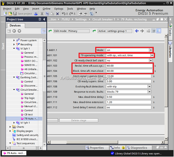 DIGSI5 - Cara setting general 79 Autoreclose di SIPROTEC 5 7SJ82