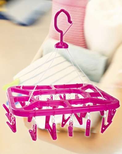 Brand H&3 Clothes Drying Hanger Rack with 24 Clips Plastic Laundry Sock Hanger Clip