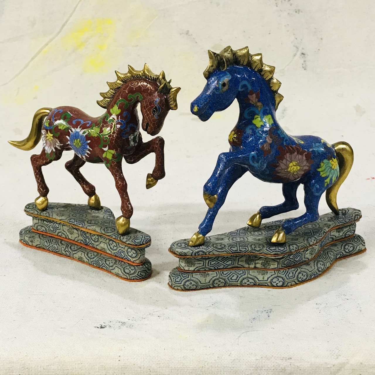 Cloisonne Small Horse Pair #4