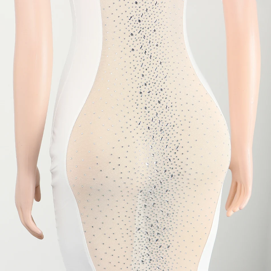 Heißer Strass-Mesh-Jumpsuit & Rock für Damen. Auffälliger Club-Look. Funkelnder Einteiler für unvergessliche Nächte, für Girls!