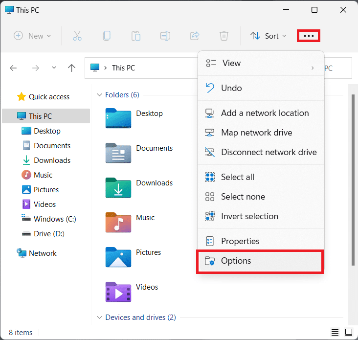 Zie meer menu in Bestandsverkenner.  Snelle toegang in- of uitschakelen in Windows 11