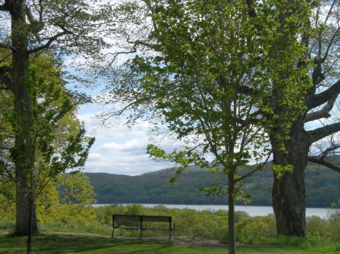 Blick auf den Hudson River vom Vanderbilt Mansion in Hyde Park, New York State, USA