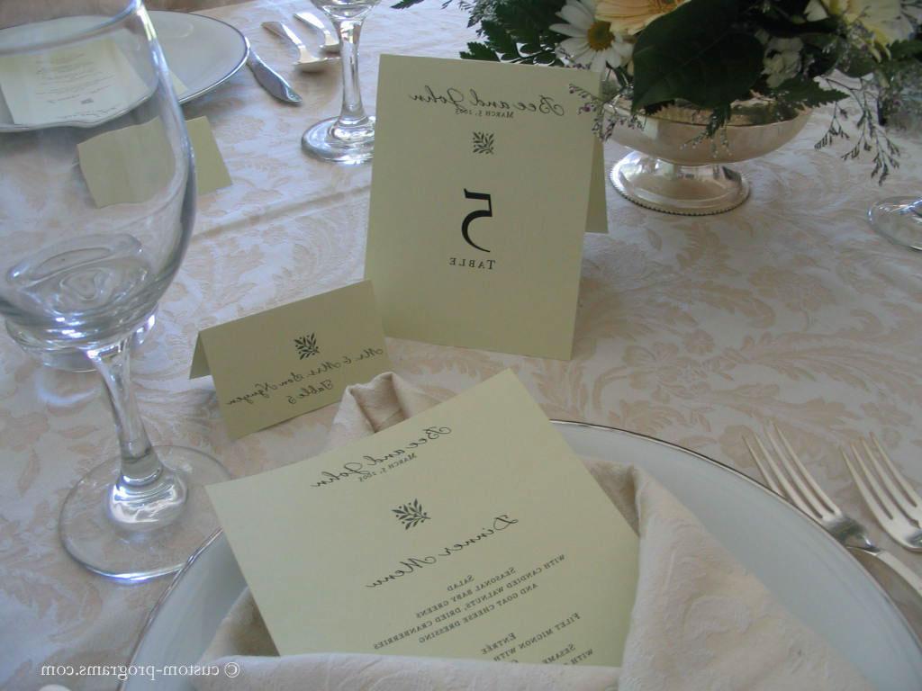 printed menu card, table card