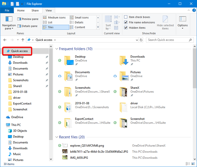 เข้าถึงด่วนใน File Explorer