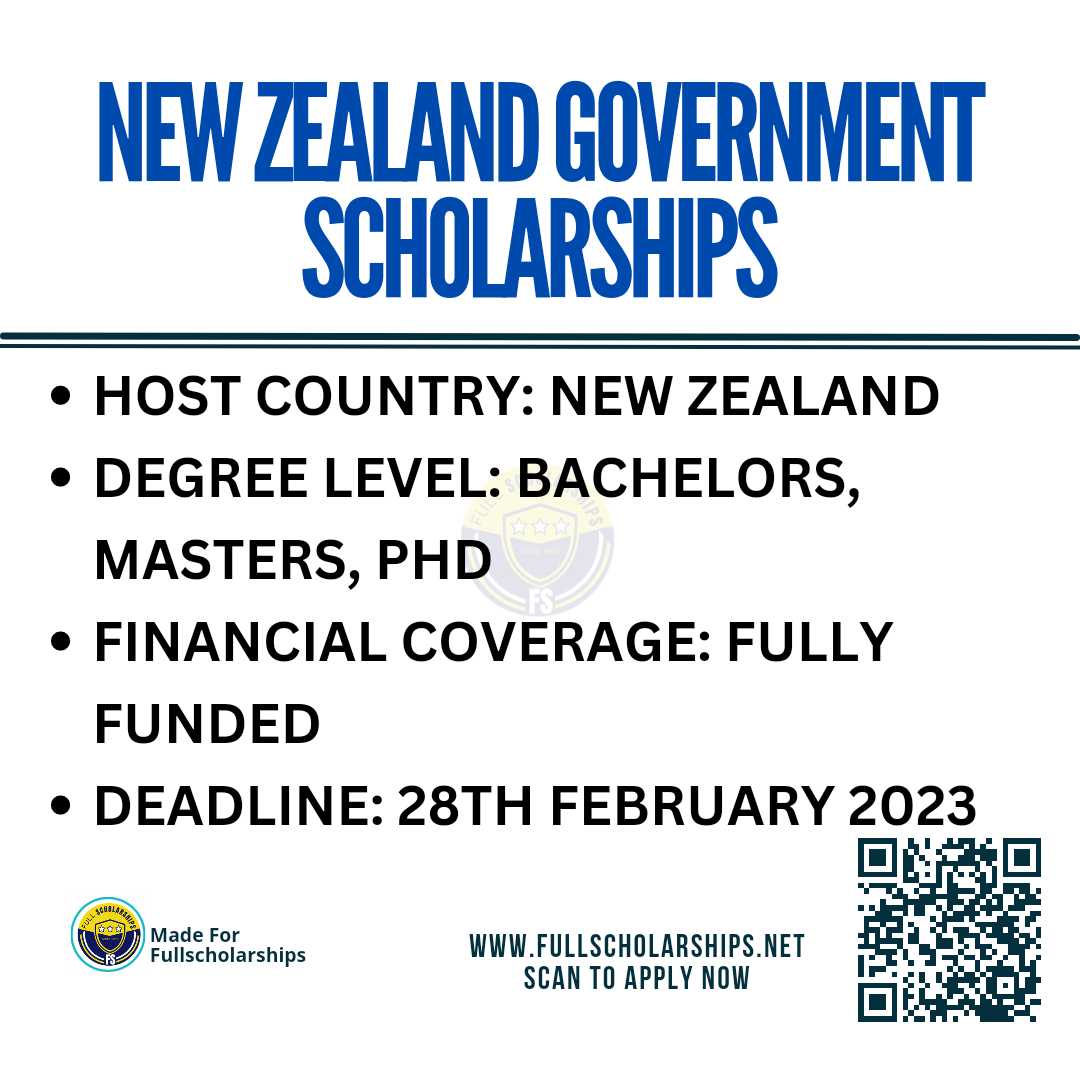 New Zealand Government Fully Funded Scholarships 2023-2024 without IELTS for Bachelors,Masters,PhD