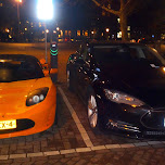 charging Tesla cars in Amsterdam, Netherlands 
