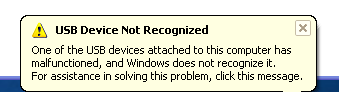 ไม่รู้จักอุปกรณ์ usb