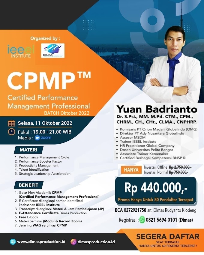 WA.0821-5694-0101 | Certified Performance Management Professional (CPMP) 11 Oktober 2022