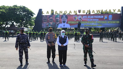 Forkopimda Jatim Gelar Pasukan Ops Tegakan Disiplin Protokol Kesehatan