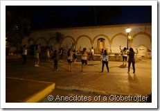 People dancing in square