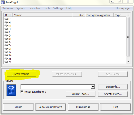 ตัวช่วยสร้างการสร้างโวลุ่ม TrueCrypt