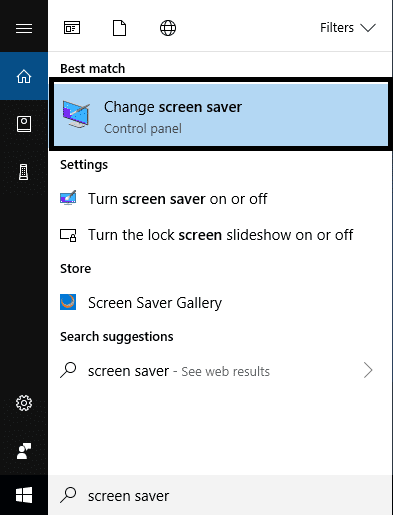 Wpisz wygaszacz ekranu w Windows Search, a następnie kliknij Zmień wygaszacz ekranu