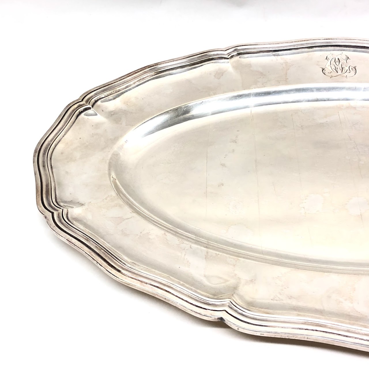 Engraved Christofle Silver Plate Platter