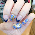 Gold and Blue Floral China Water Decal Nail Art