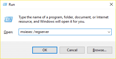 Перерегистрация службы установщика Windows