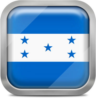 Honduras square flag with metallic frame
