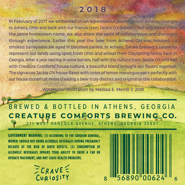 Creature Comforts & Jackie O’s Collaborate On Athens To Athens Grist To Grist 2018