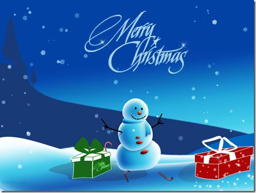 imagen de navidad muy grande fondo nevado con mono de nieve y regalos