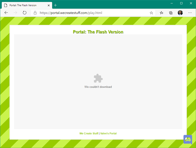 Un sitio web que pregunta le dice que no pudo descargar Flash en Edge