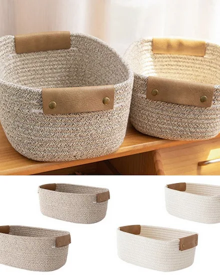 Woven Storage Basket Cotton Rope Storage Baskets Key Bask... - 2