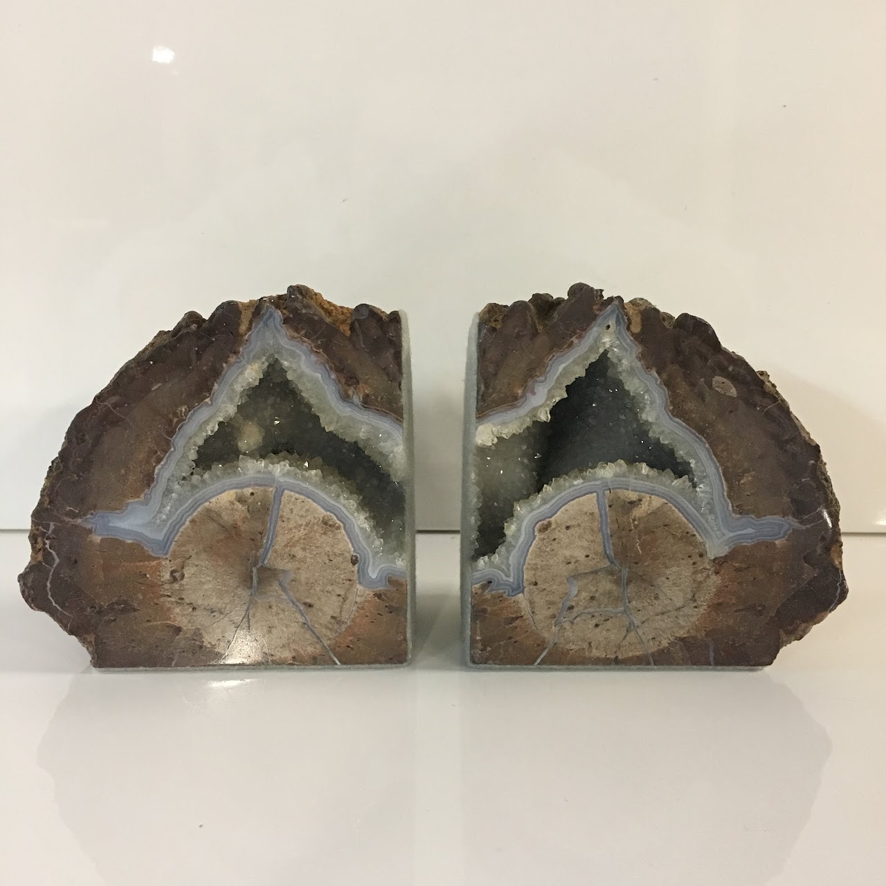 Petrified Wood Geode Pair