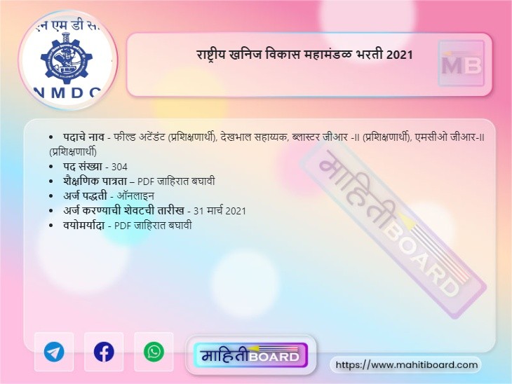 NMDC Recruitment 2021