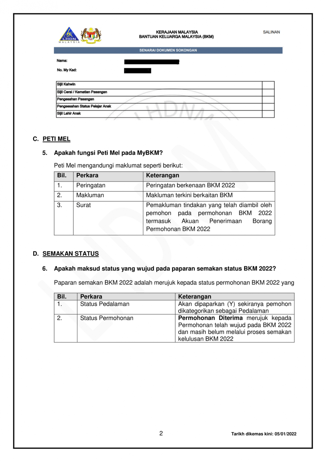 Semak bantuan bkm 2022