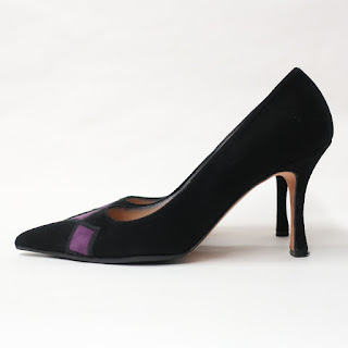 Manolo Blahnik Suede Harlequin Band Pumps