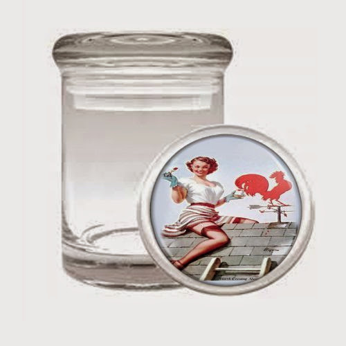  Pin Up Girl Painting Weathervane Odorless Air Tight Medical Glass Jar D-544