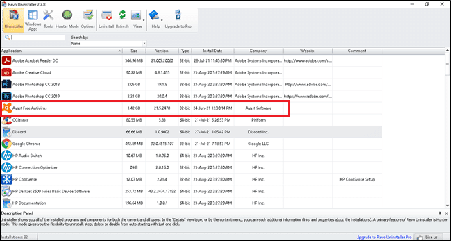 klikněte na antivirový program třetí strany a v horní liště vyberte Odinstalovat.  Jak zabránit Chrome v blokování stahování