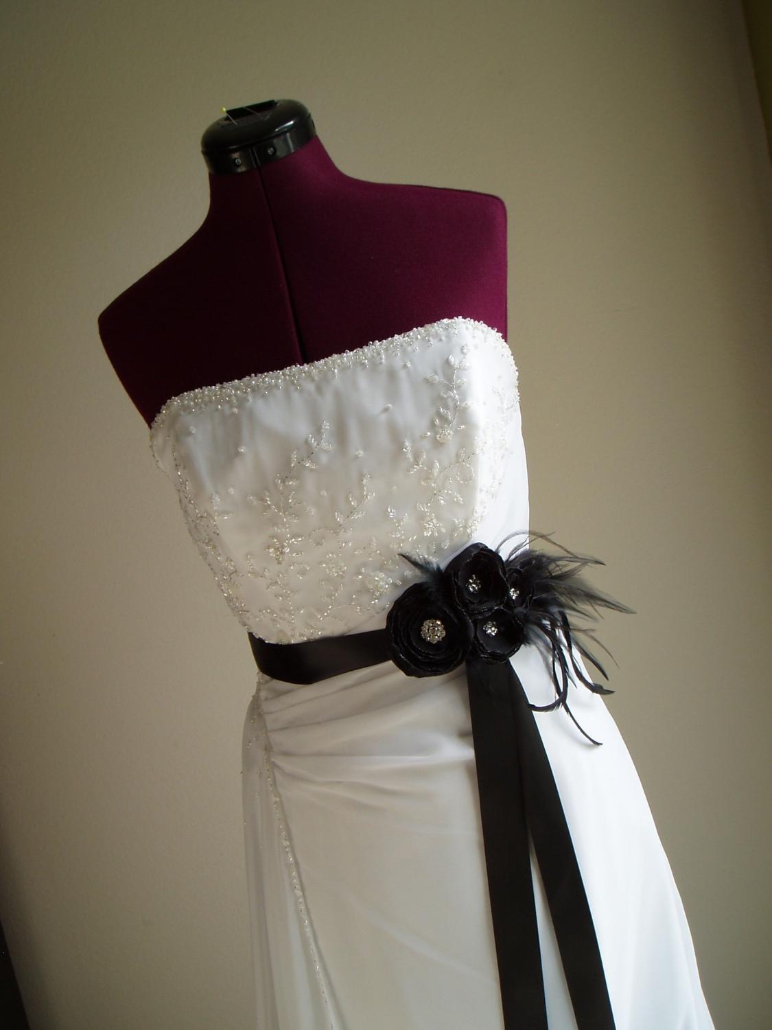 BLACK FLOWER SASH Wedding