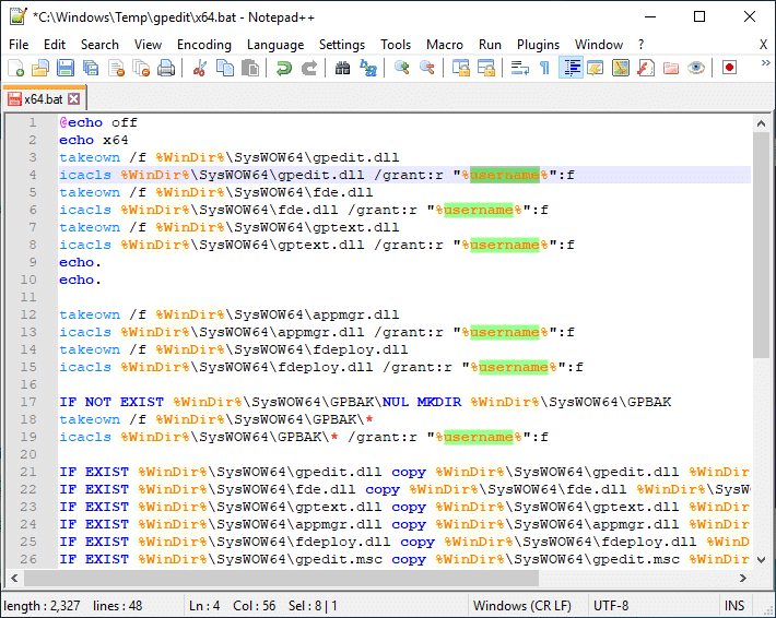 您需要替换 %username%f |  在 Windows 10 Home 上安装组策略编辑器 (gpedit.msc)