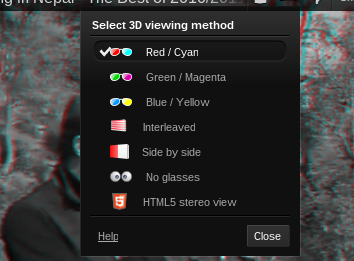 YouTube 3D Options