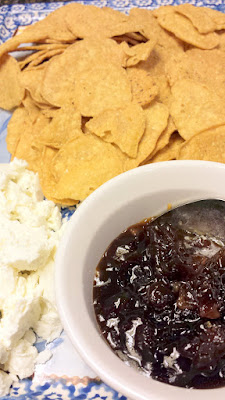 Caramelized Onion Jam with Goat Cheese and Food Should Taste Good gluten free GMO free Sweet Potato Tortilla Chips