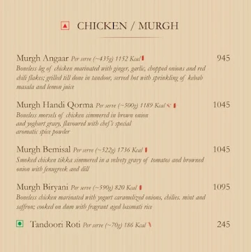 Kebabs & Kurries - Welcom Hotel Dwarka menu 