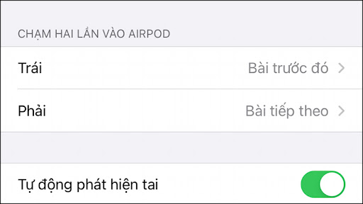 Mục CHẠM HAI LẦN VÀO AIRPODS